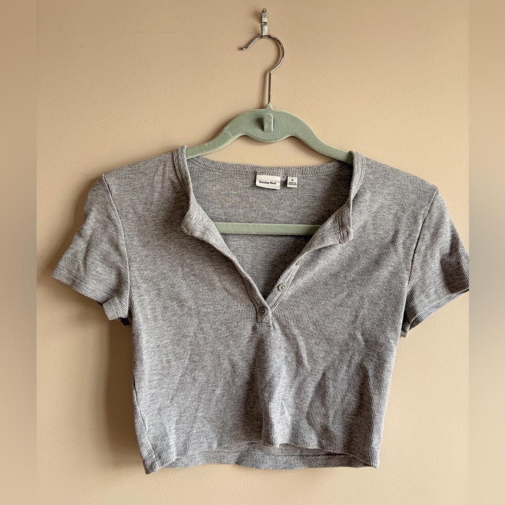 Sunday Best Heather Gray Ribbed Crop Top